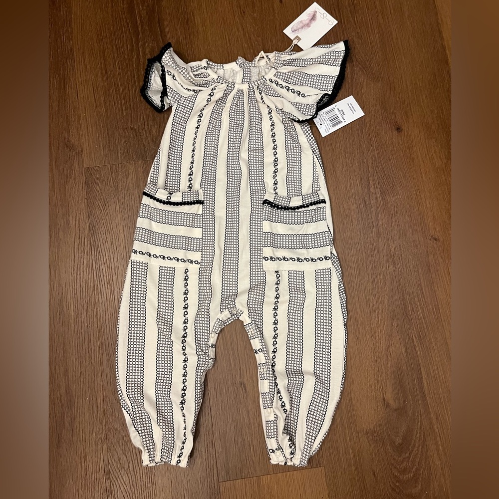 NWT Jessica Simpson Flutter Sleeve Romper with Pockets Moonless Night 18 months